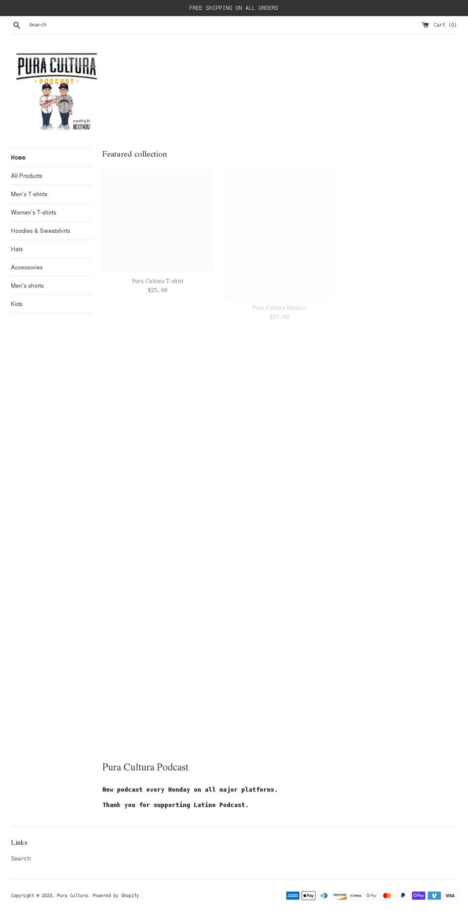 puraculturapodcast.com shopify website screenshot