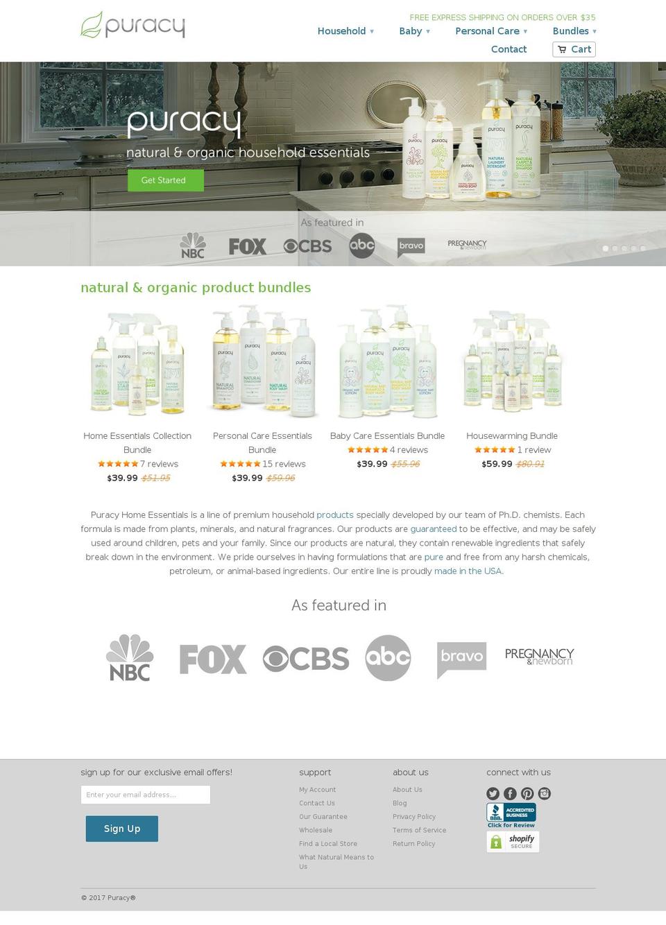 puracy.com shopify website screenshot