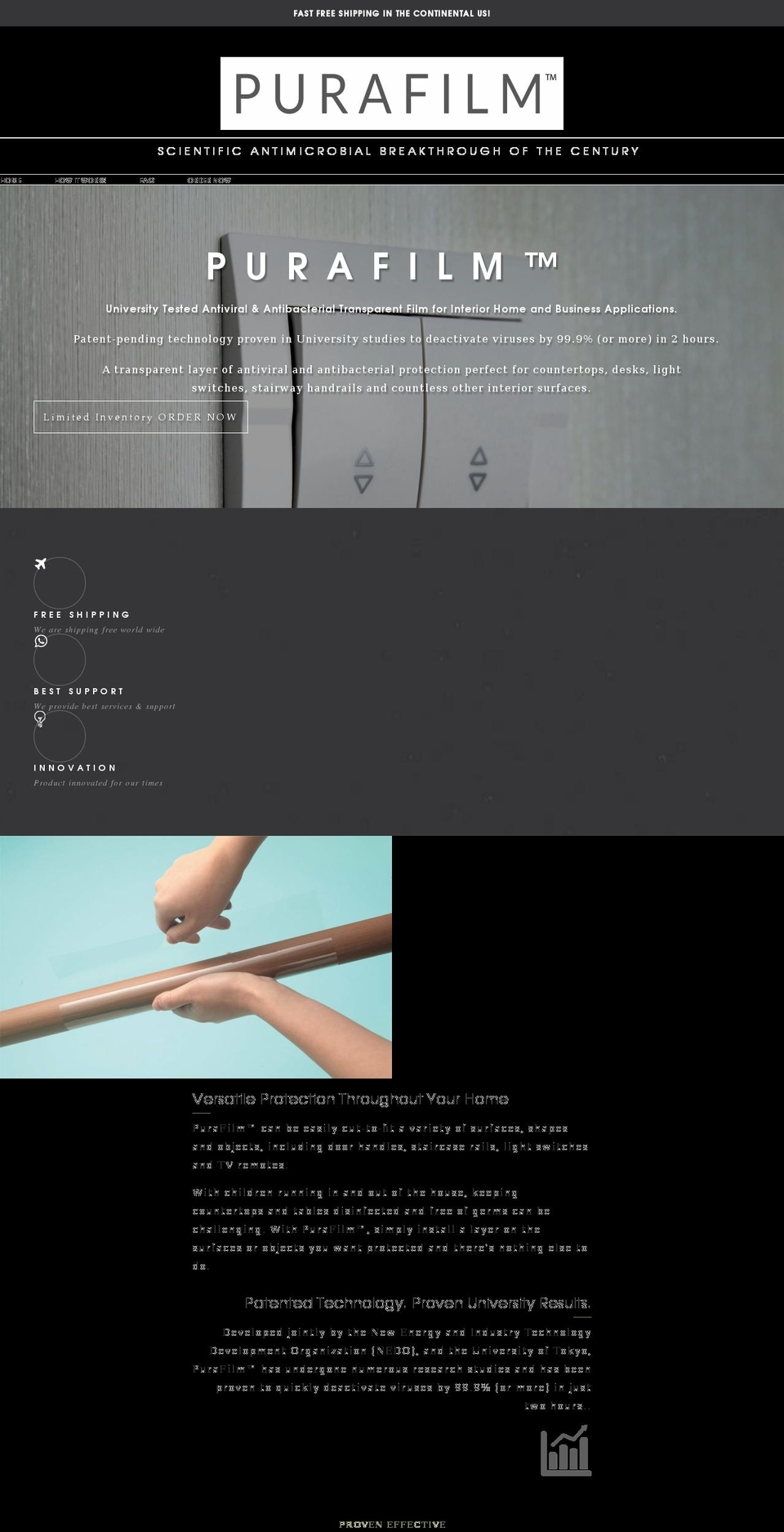purafilm.com shopify website screenshot