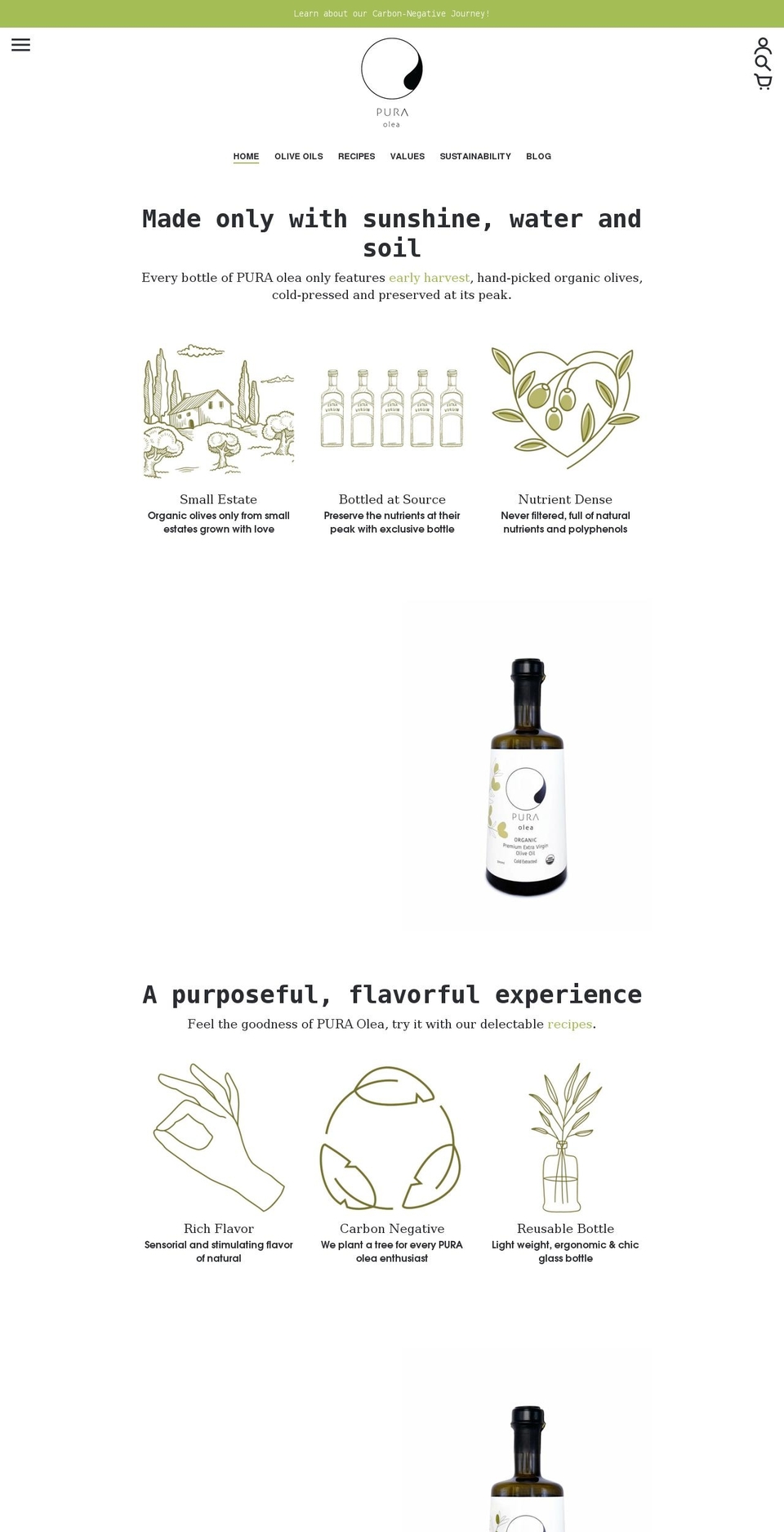 puraolea.com shopify website screenshot