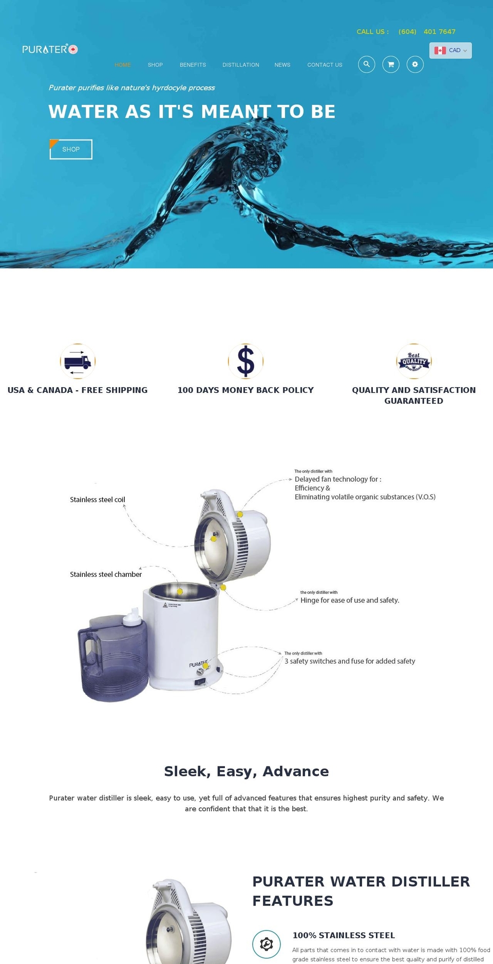 purater.com shopify website screenshot