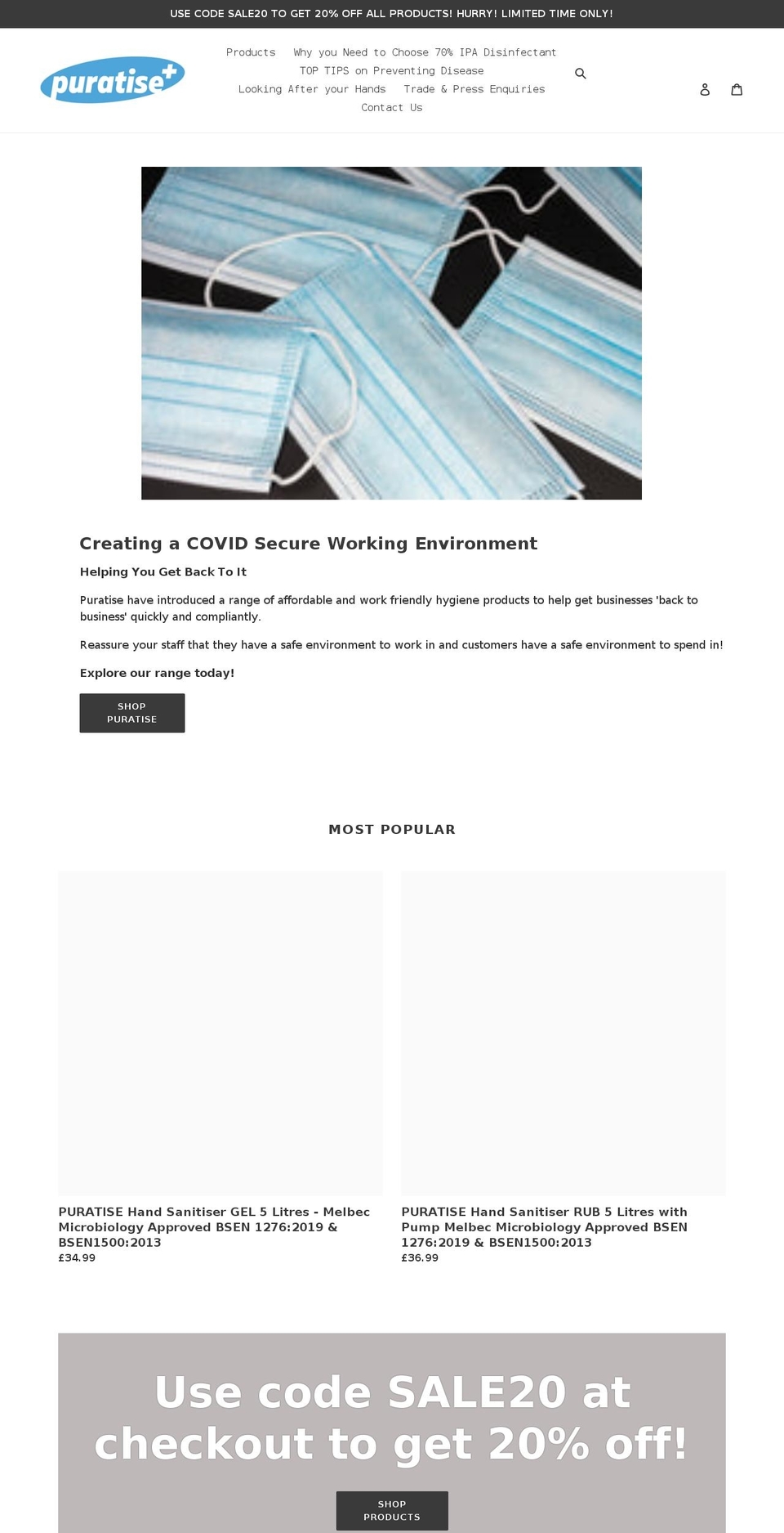 puratise.com shopify website screenshot