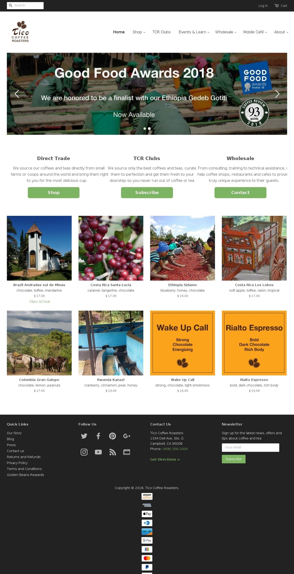 puravidaroasters.com — Shopify storefront screenshot