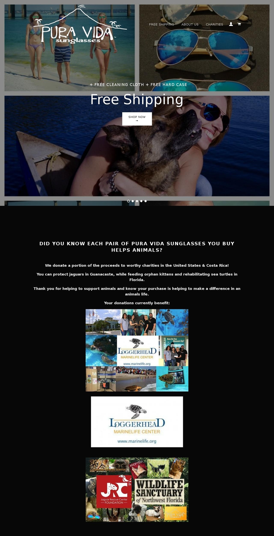 puravidasunglasses.com — Shopify storefront screenshot
