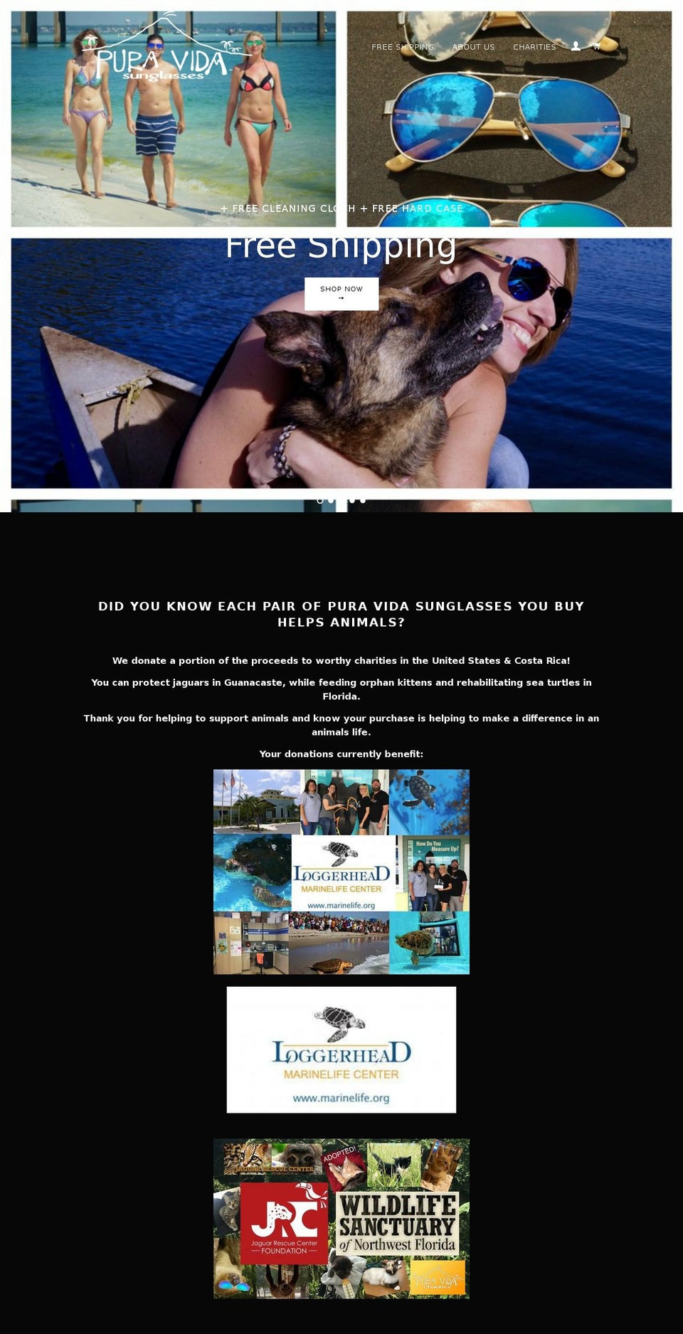 puravidasunglasses.net shopify website screenshot