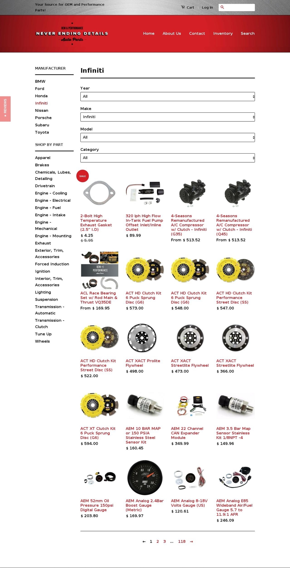 NED_redesign_new Shopify theme site example purchaseinfinitiparts.com