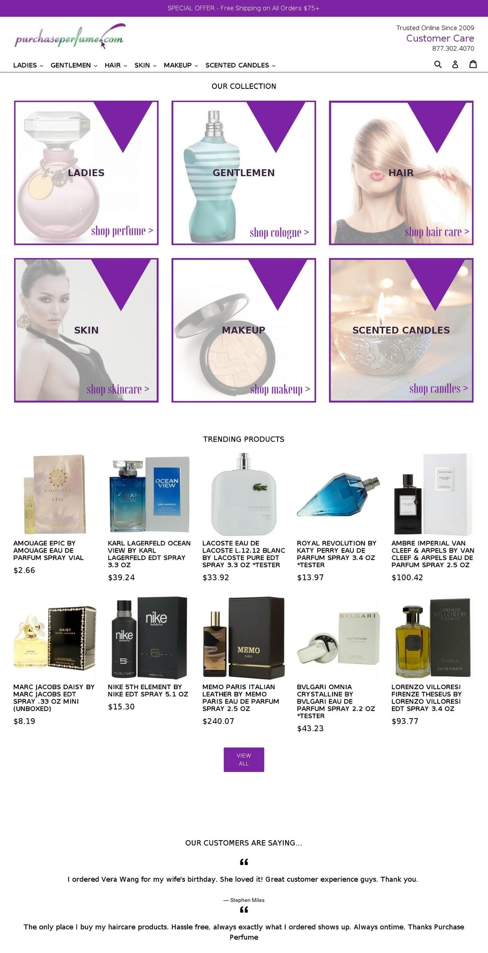 purchaseperfume.com — Shopify storefront screenshot