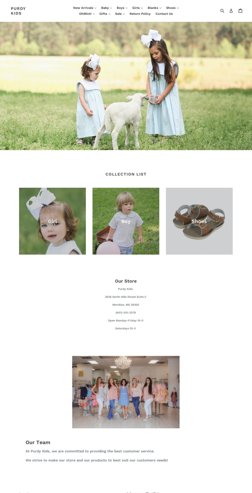 purdykids.com — Shopify storefront screenshot