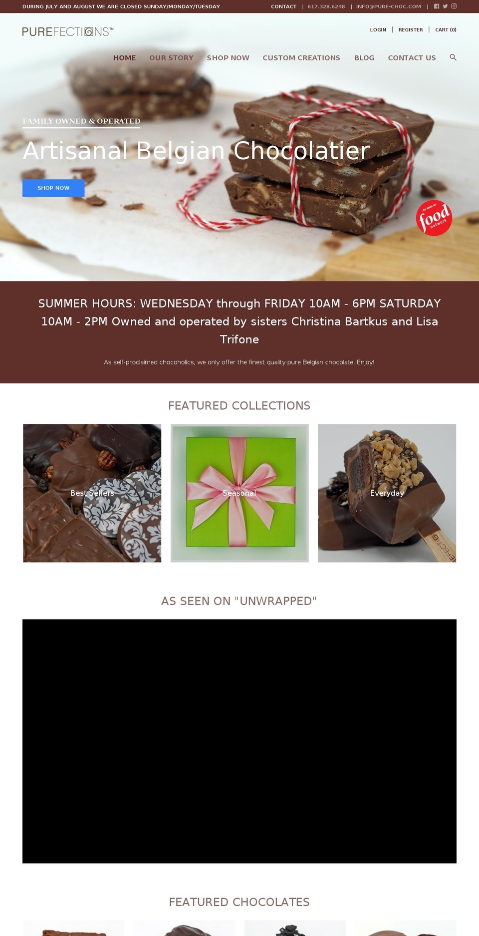 Purefections Shopify theme site example pure-choc.com