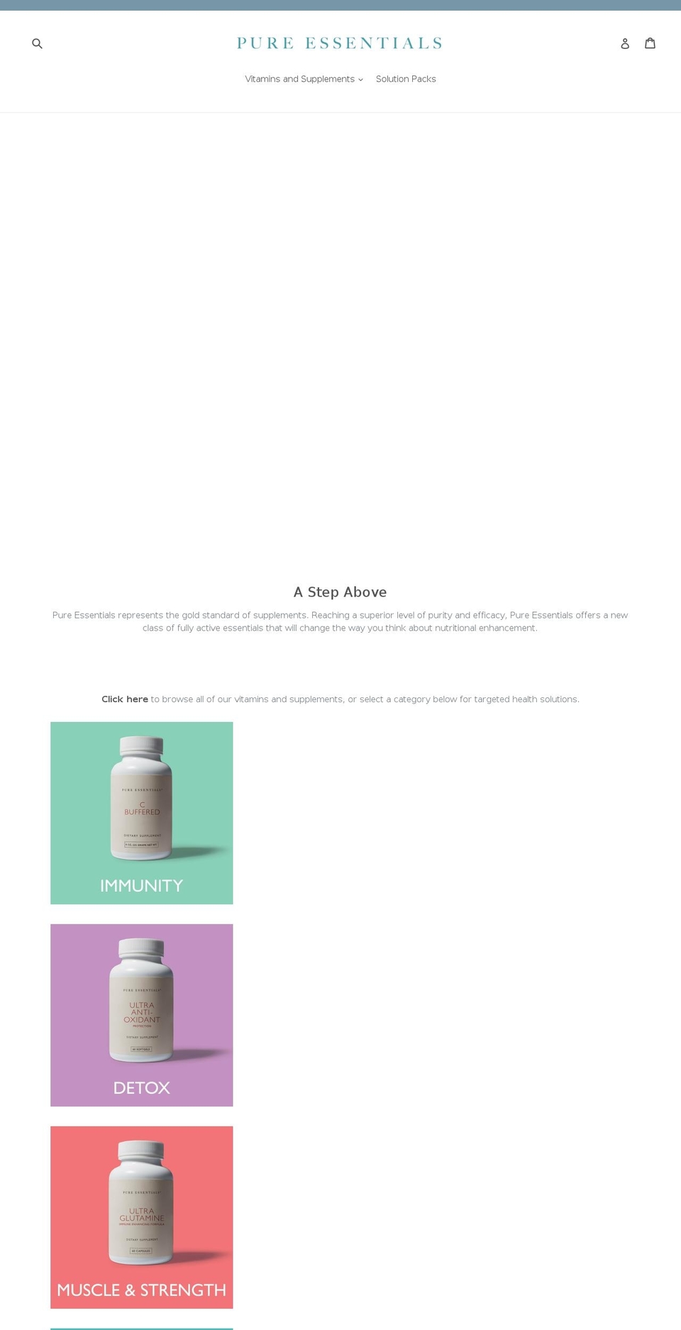 pure-essentials.com shopify website screenshot
