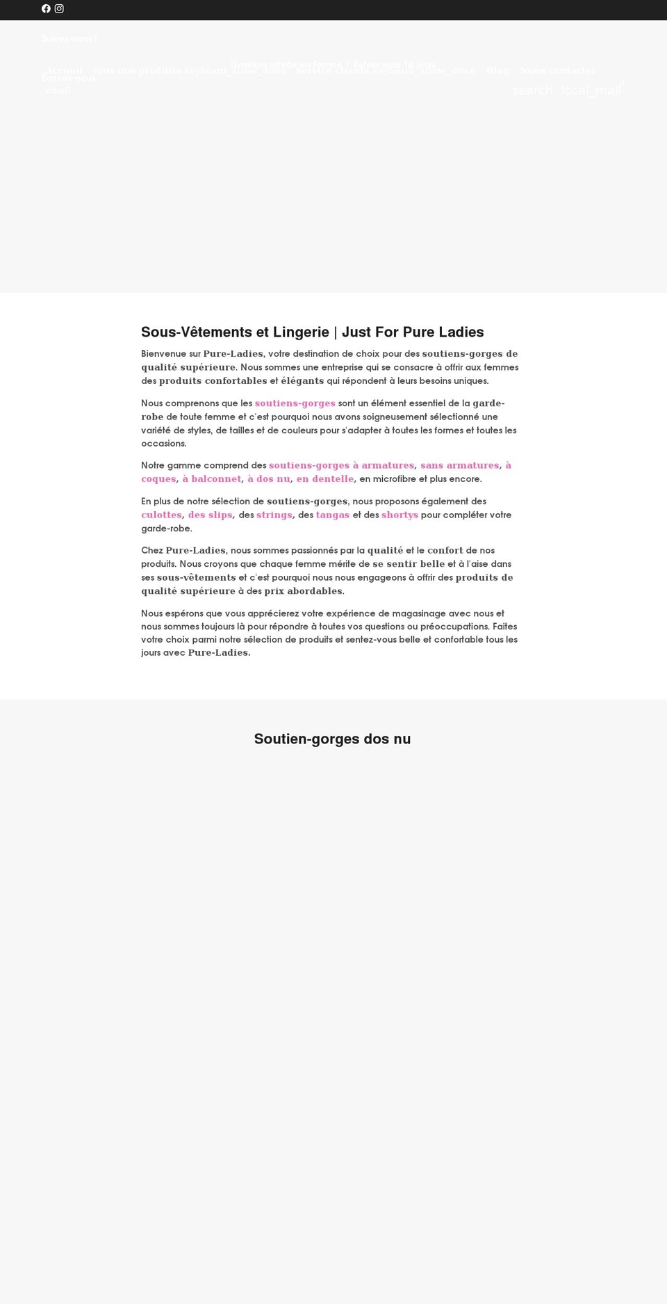 pure-ladies.com shopify website screenshot