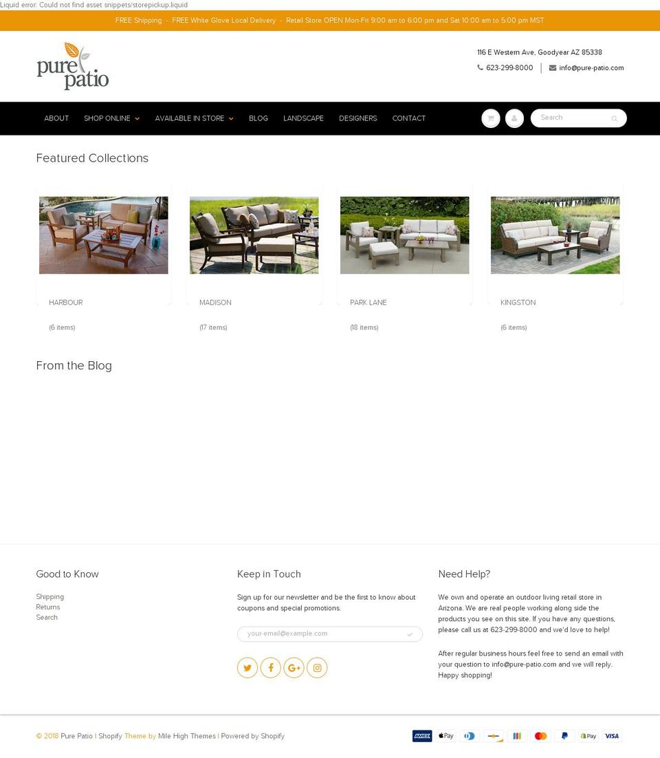 pure-patio.com shopify website screenshot