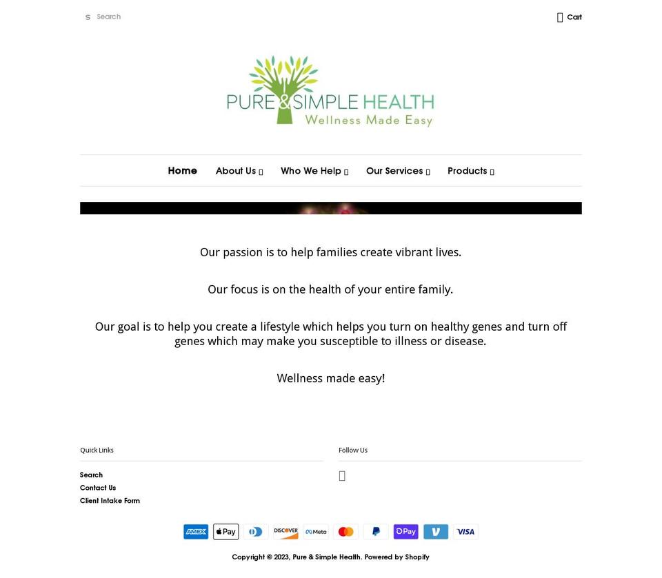 pure-simple-health.myshopify.com shopify website screenshot