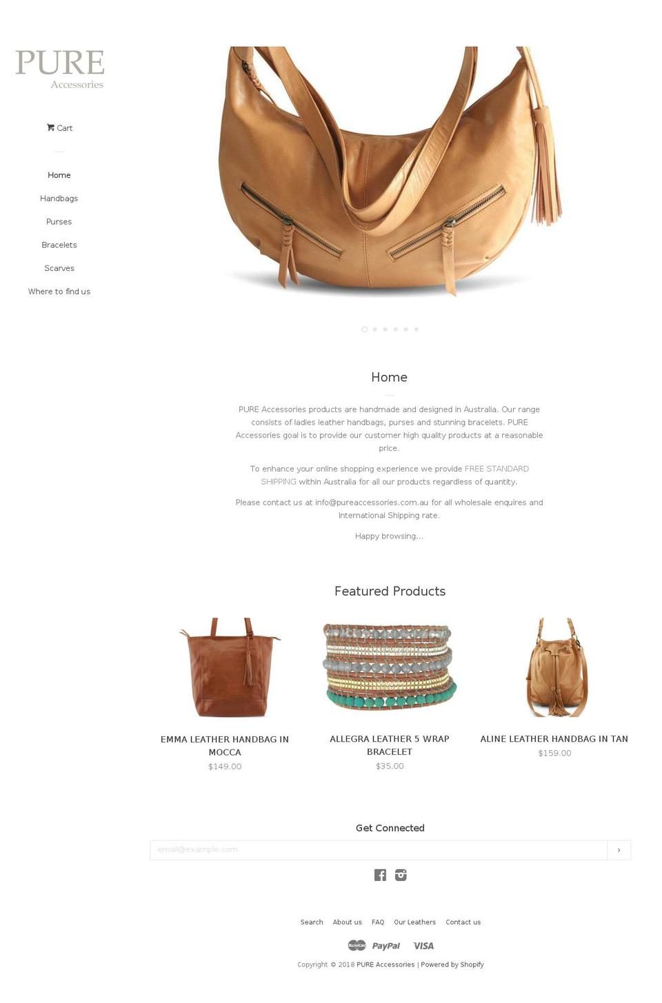 pureaccessories.com.au shopify website screenshot