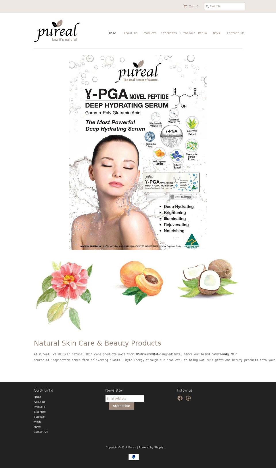 pureal.com.au shopify website screenshot