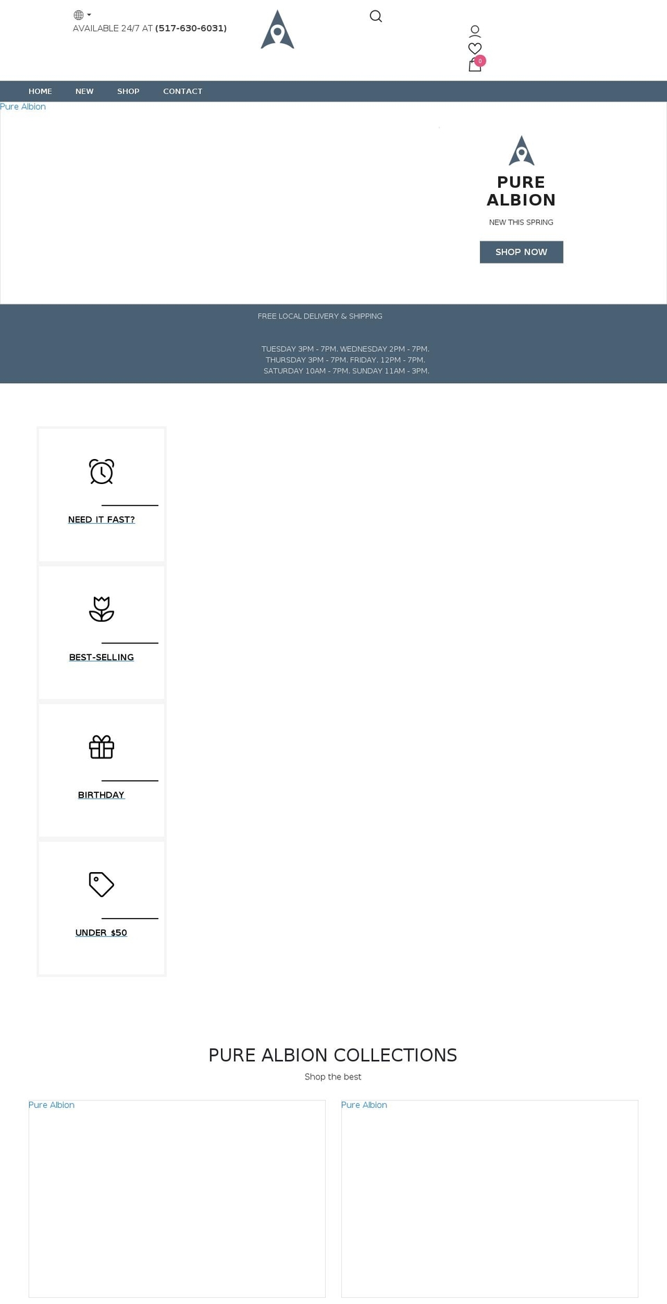 purealbion.com shopify website screenshot