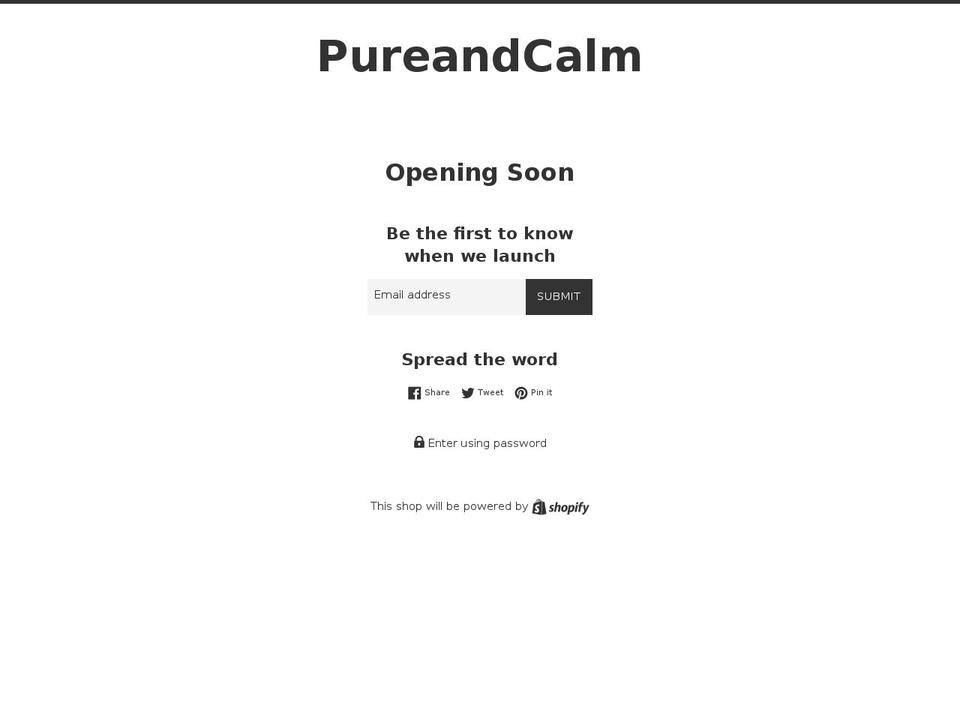 pureandcalm.com — Shopify storefront screenshot