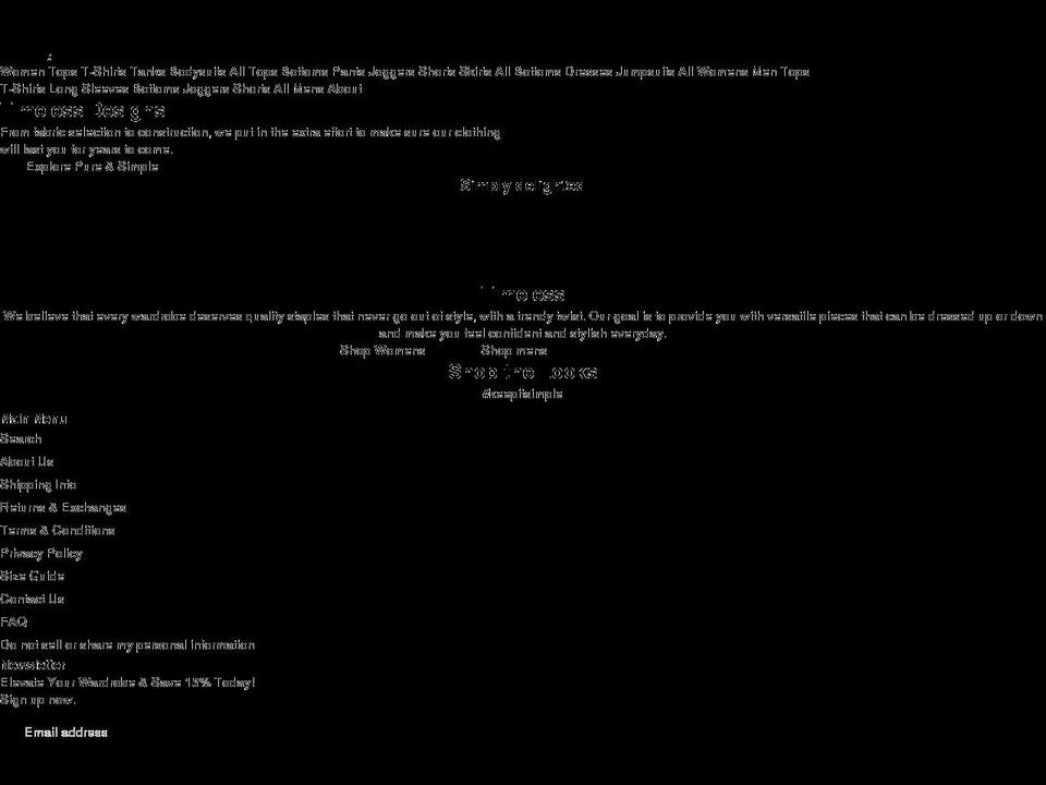 pureandsimpleclothing.com shopify website screenshot
