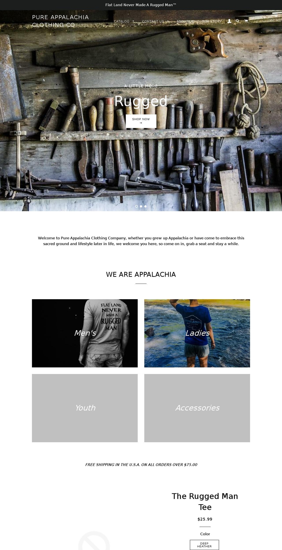 pureappalachiaclothingco.com — Shopify storefront screenshot