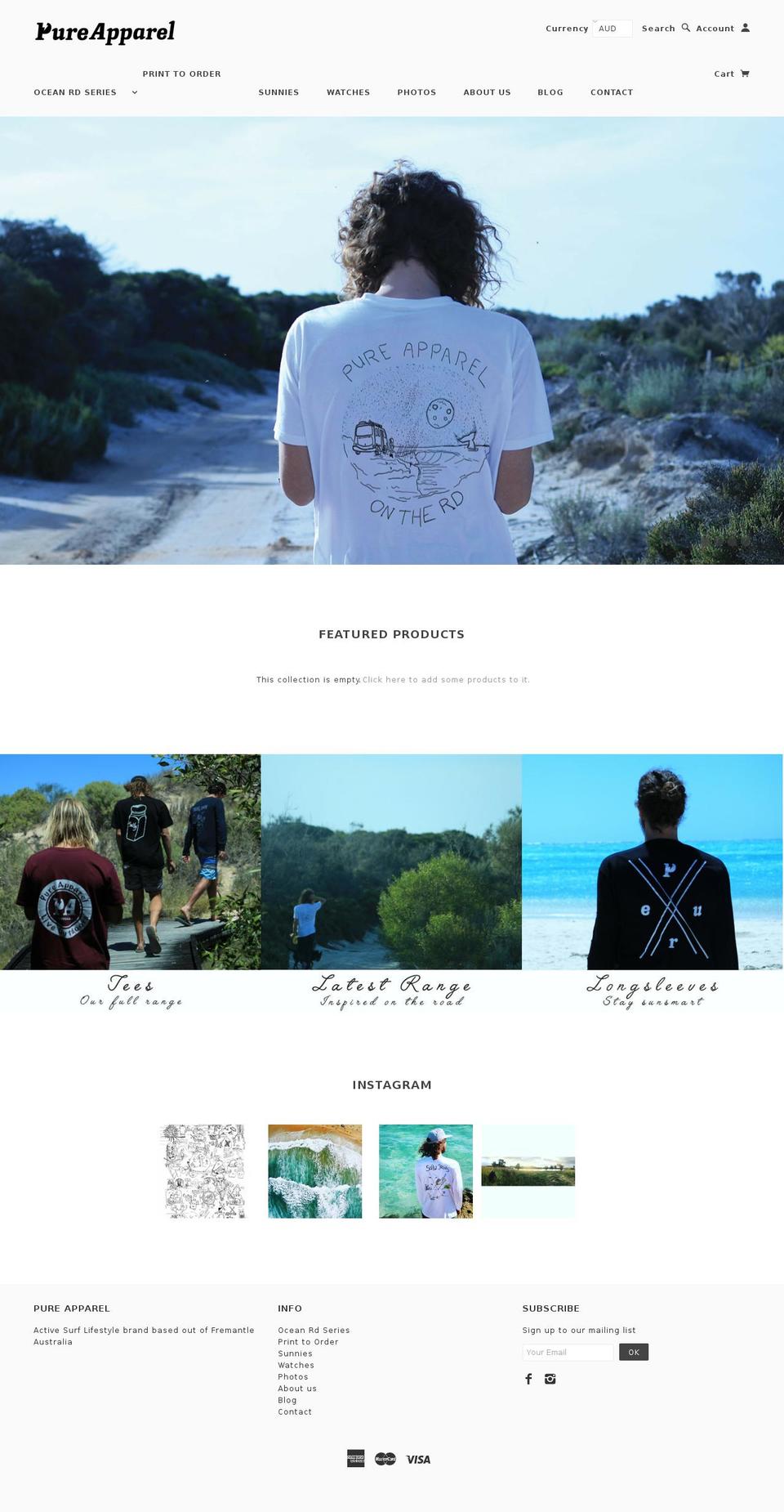 pureapparel.com.au shopify website screenshot