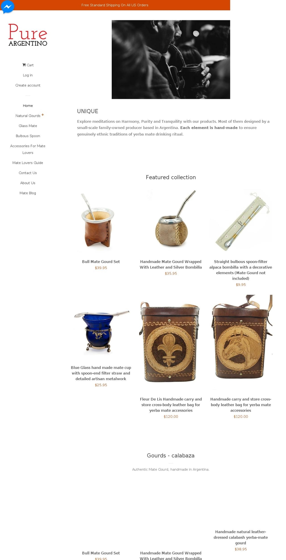 pureargentino.com shopify website screenshot