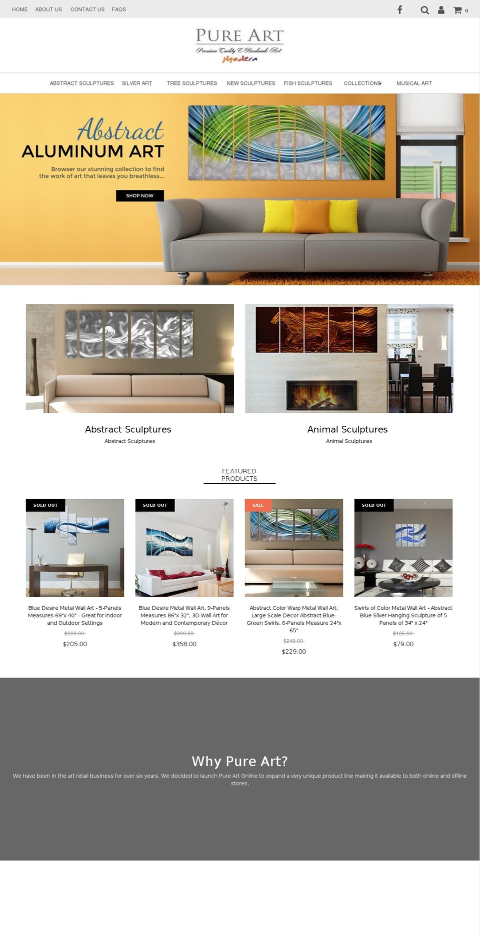 pureartonline.com shopify website screenshot