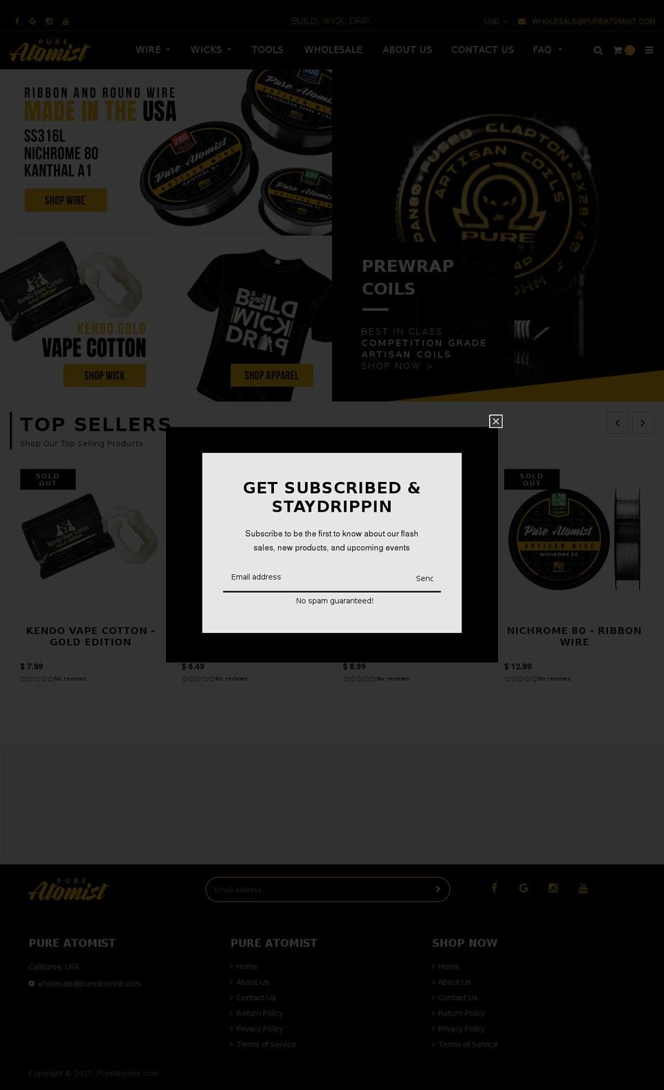 pureatomist.com shopify website screenshot
