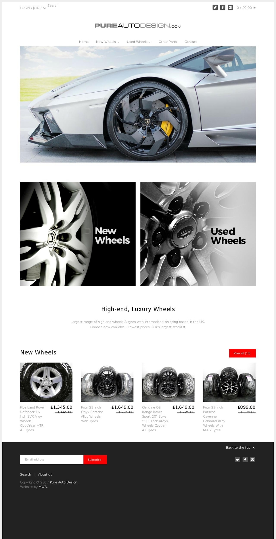pureautodesign.com shopify website screenshot