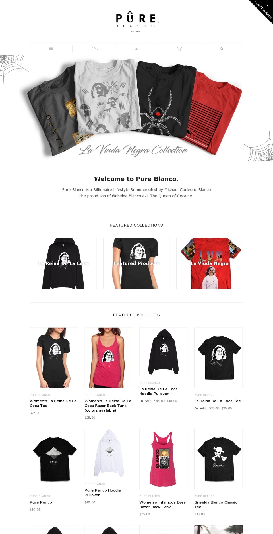 pureblanco.com shopify website screenshot