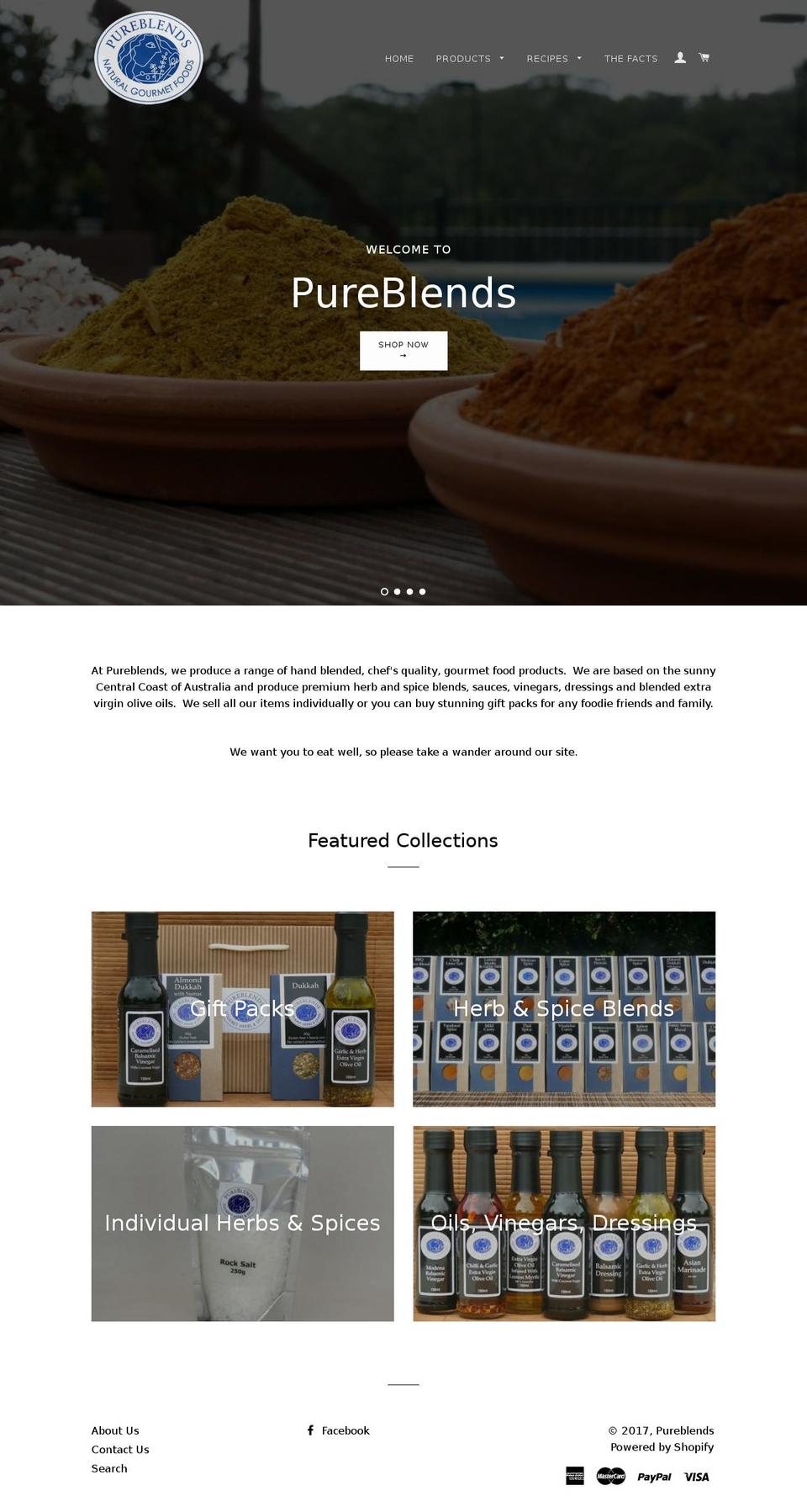 pureblends.com.au shopify website screenshot