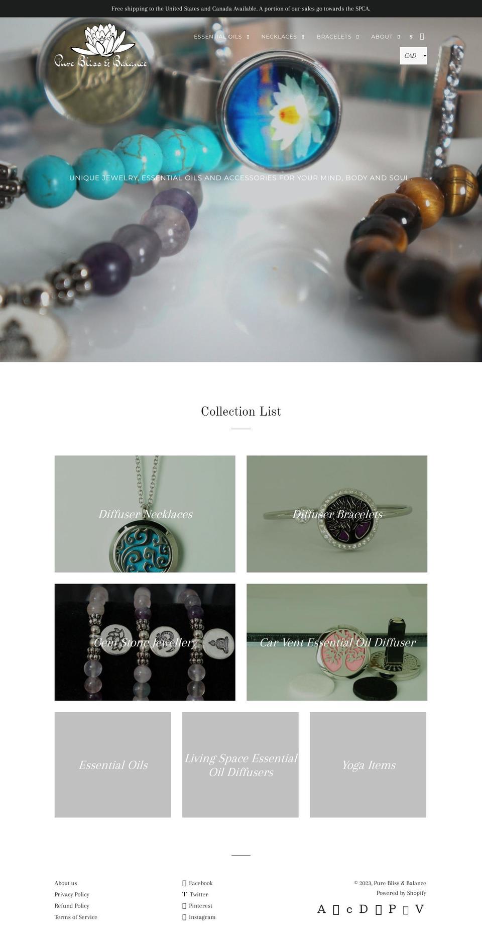 pureblissandbalanceyoga.com — Shopify storefront screenshot