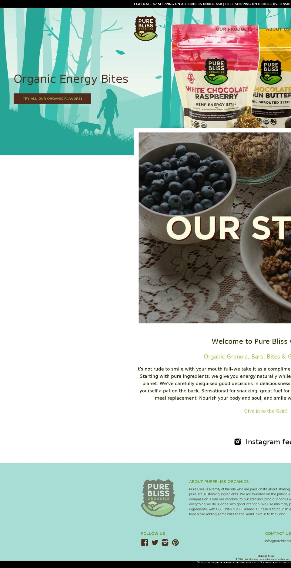 pureblissorganics.com shopify website screenshot