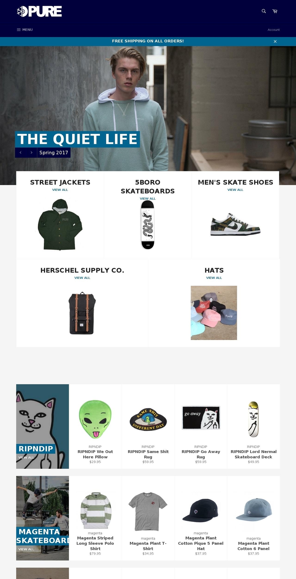 pureboardshop.com shopify website screenshot
