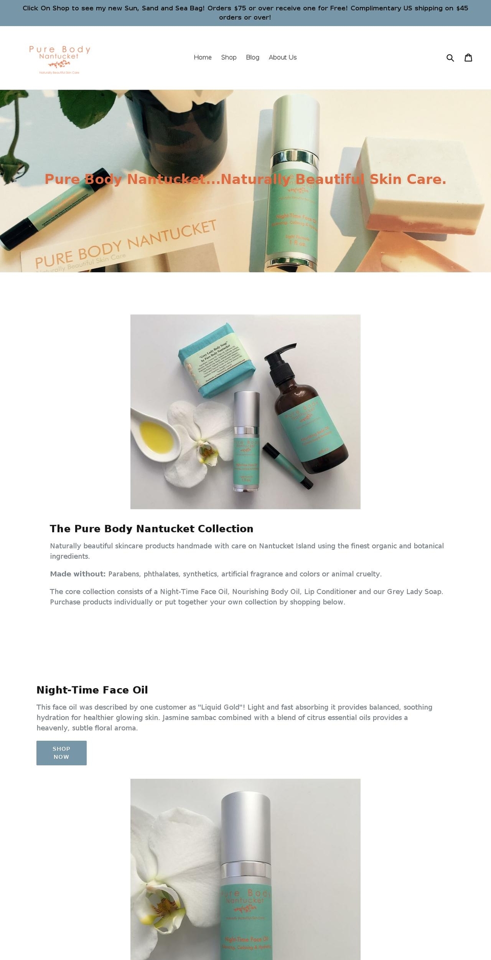 purebodynantucket.com — Shopify storefront screenshot