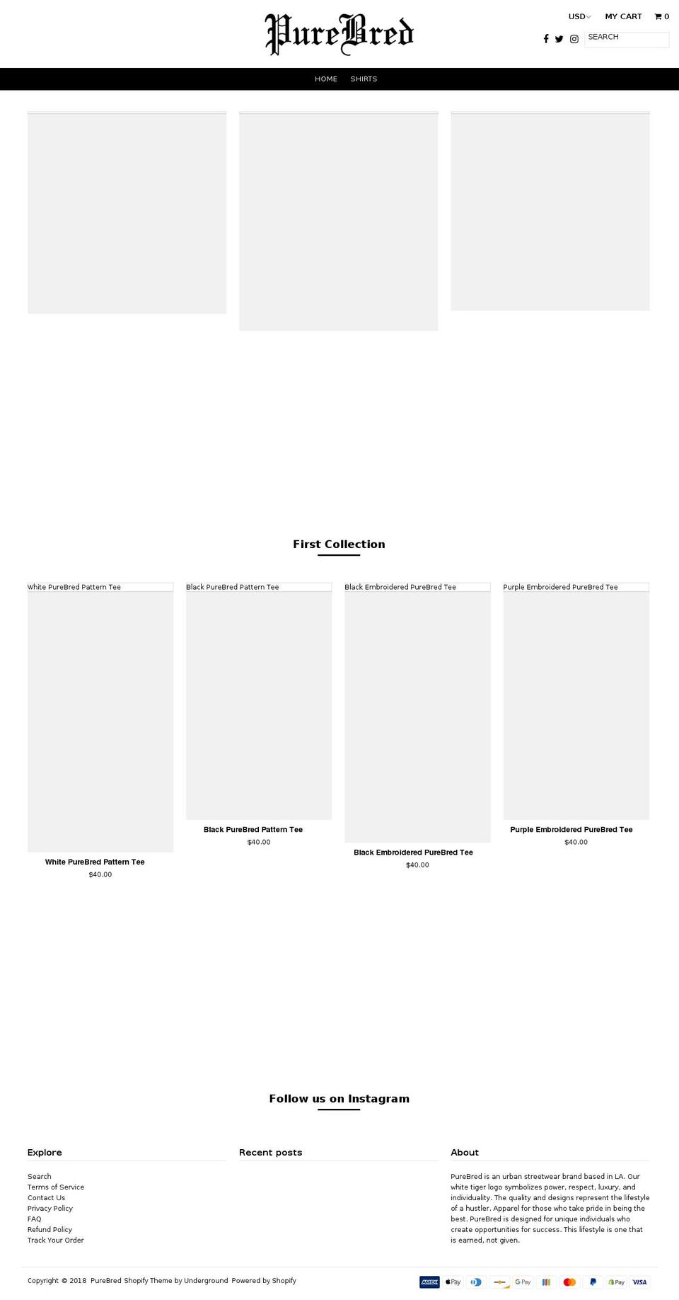 purebredapparel.com — Shopify storefront screenshot