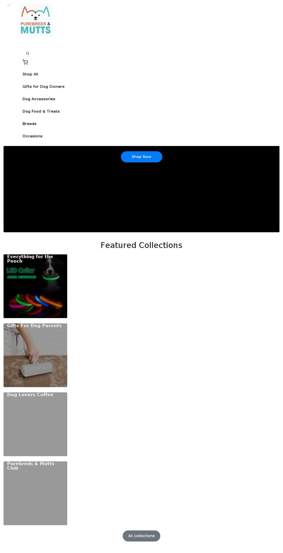 purebredsandmutts.com shopify website screenshot