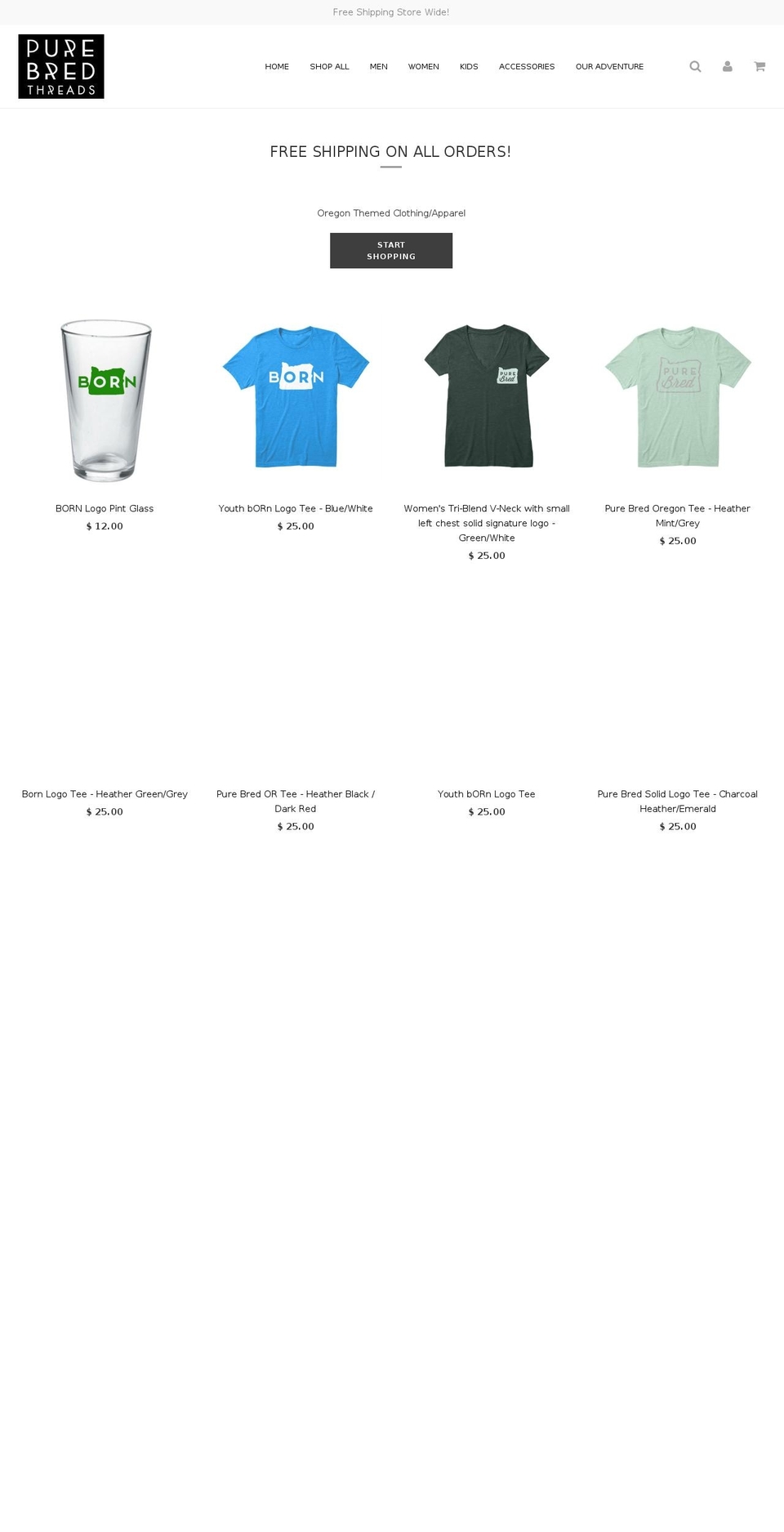 purebredthreads.net shopify website screenshot