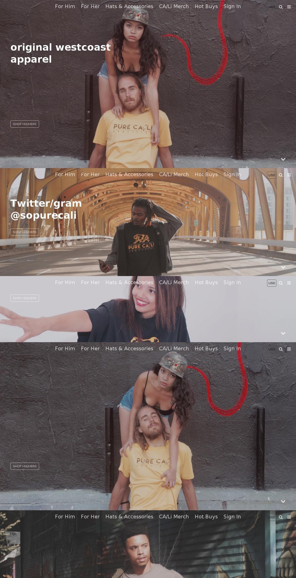 purecali.com shopify website screenshot