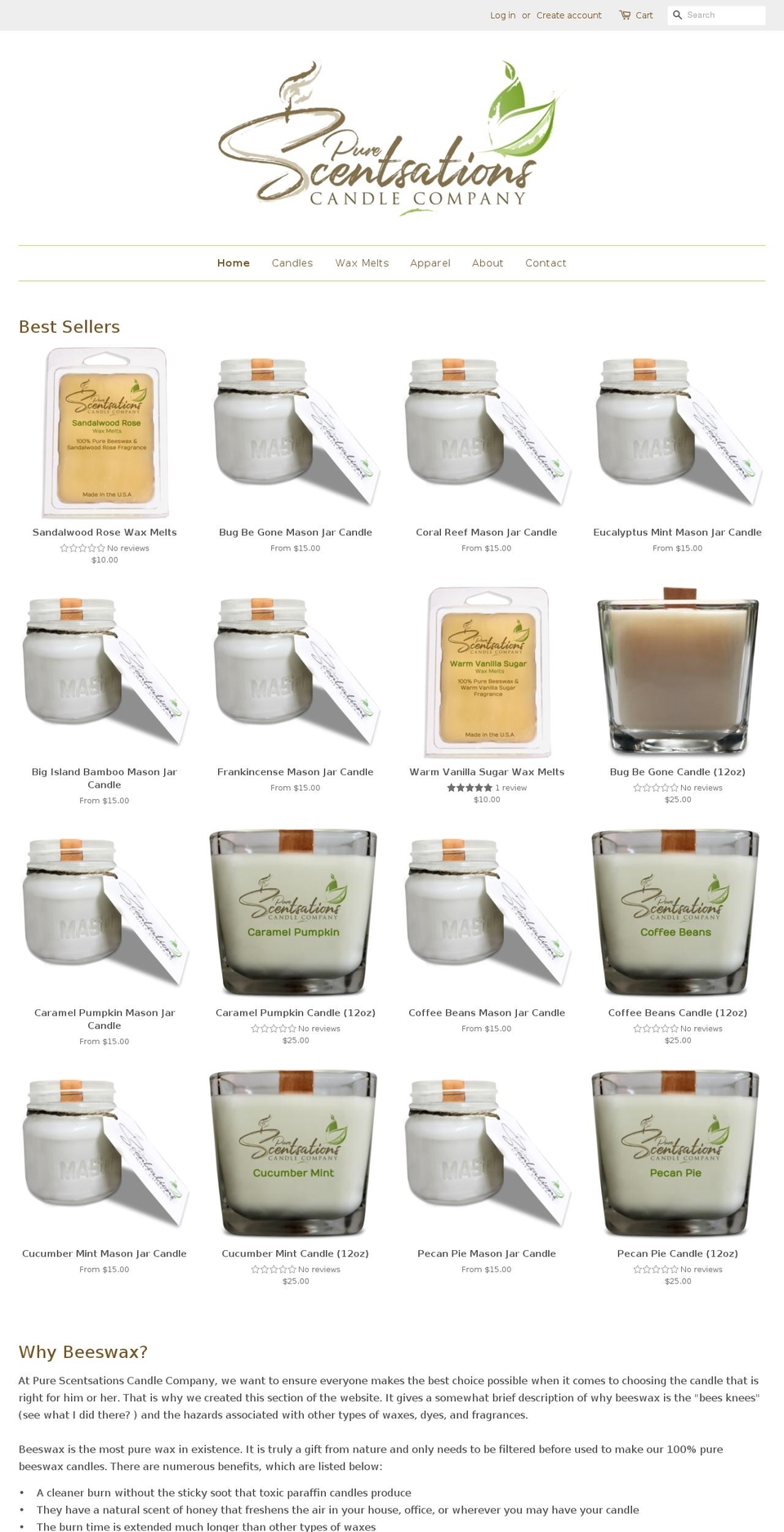 purecandlecompany.com shopify website screenshot