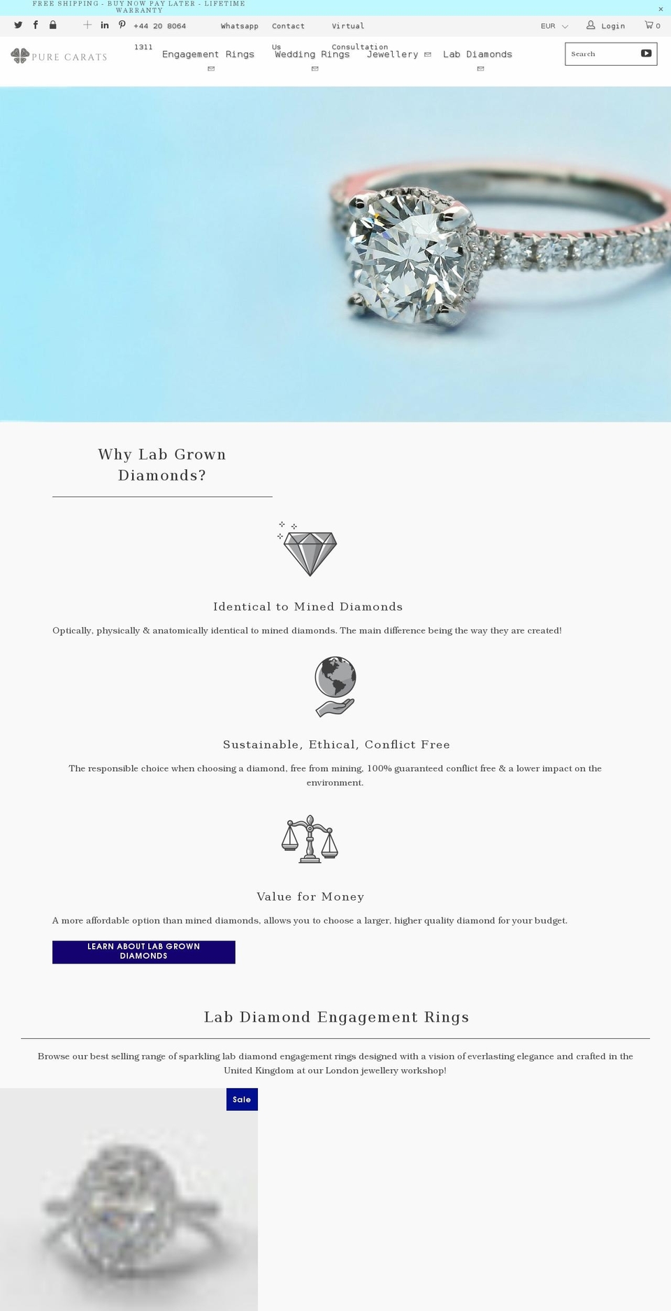 purecarats.com shopify website screenshot