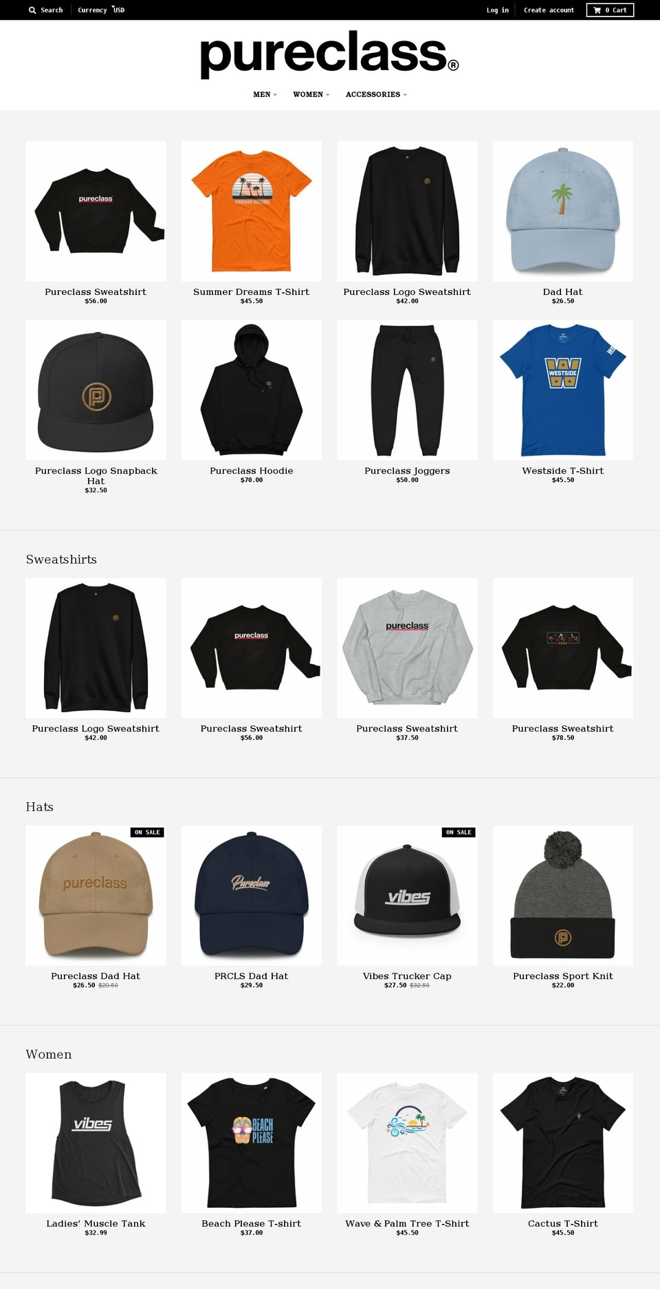 pureclassinc.com shopify website screenshot