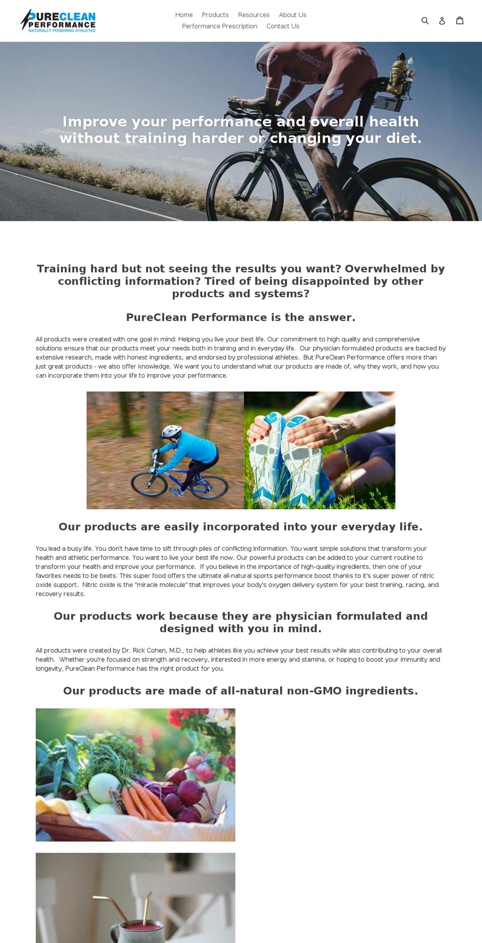 purecleanperformance.com shopify website screenshot
