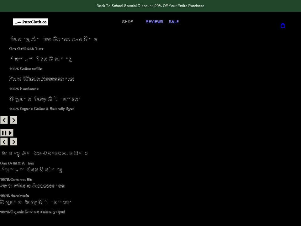 purecloth.co shopify website screenshot