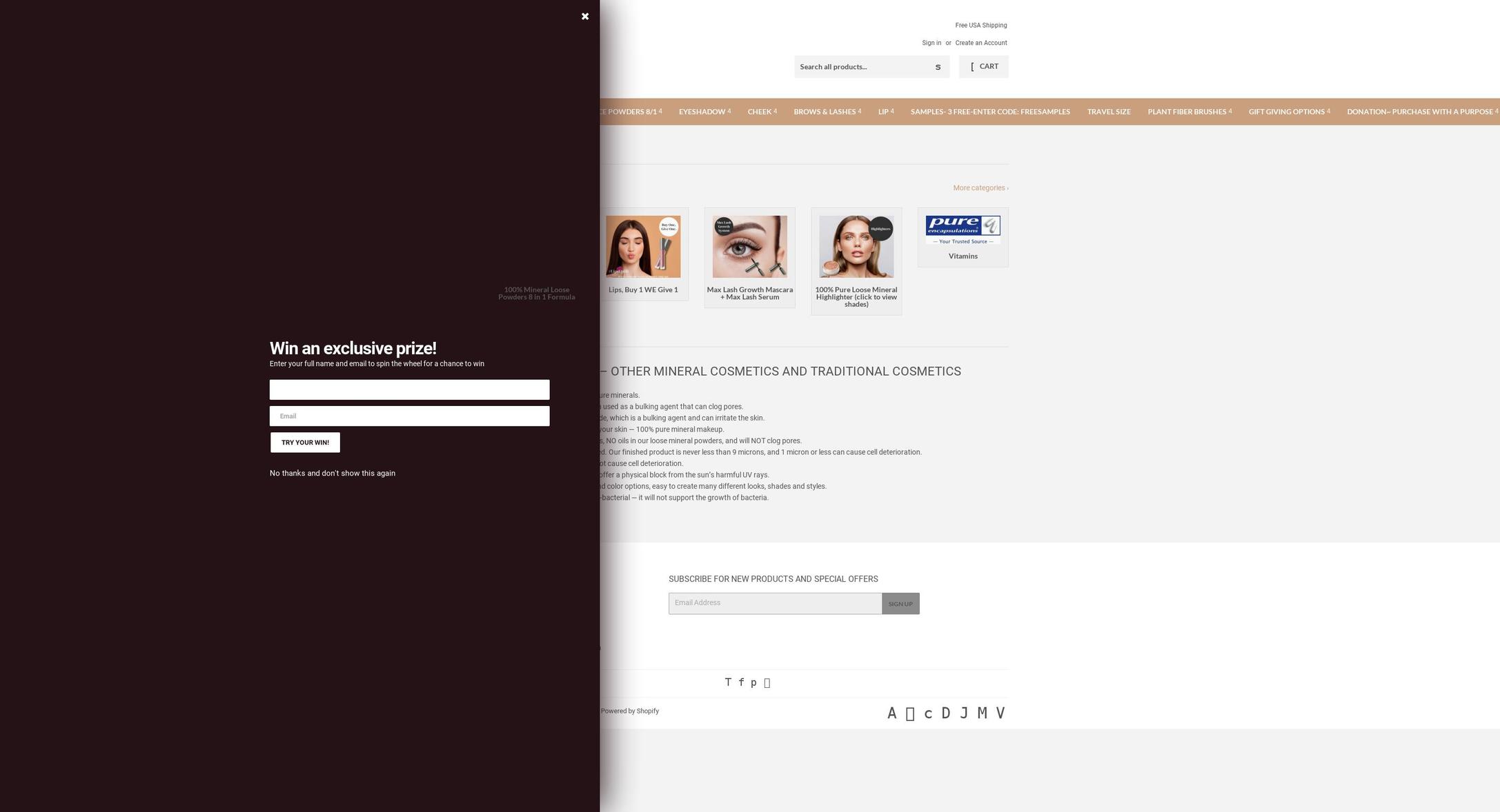 purecolorscosmetic.com shopify website screenshot