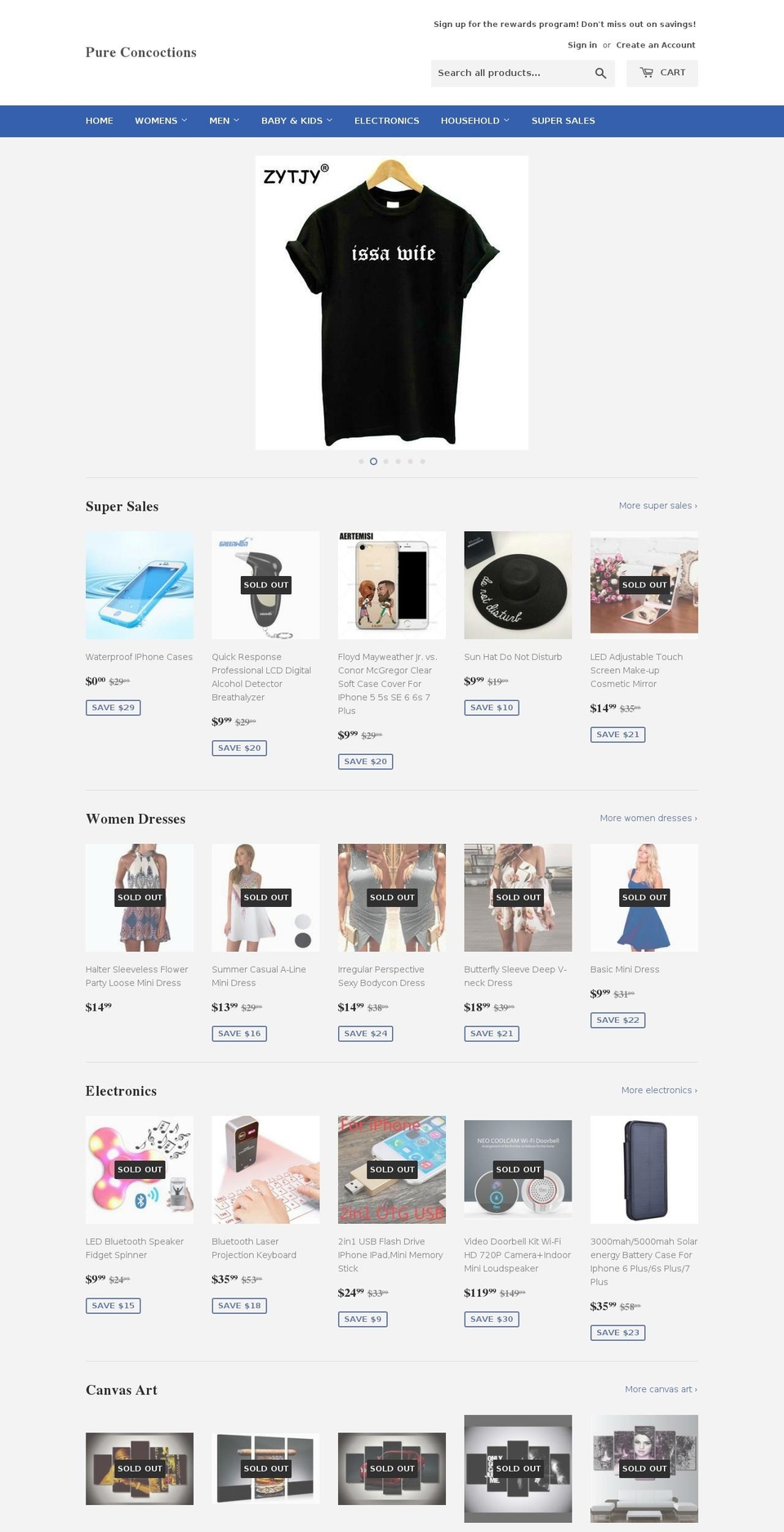 pureconcoction.com — Shopify storefront screenshot