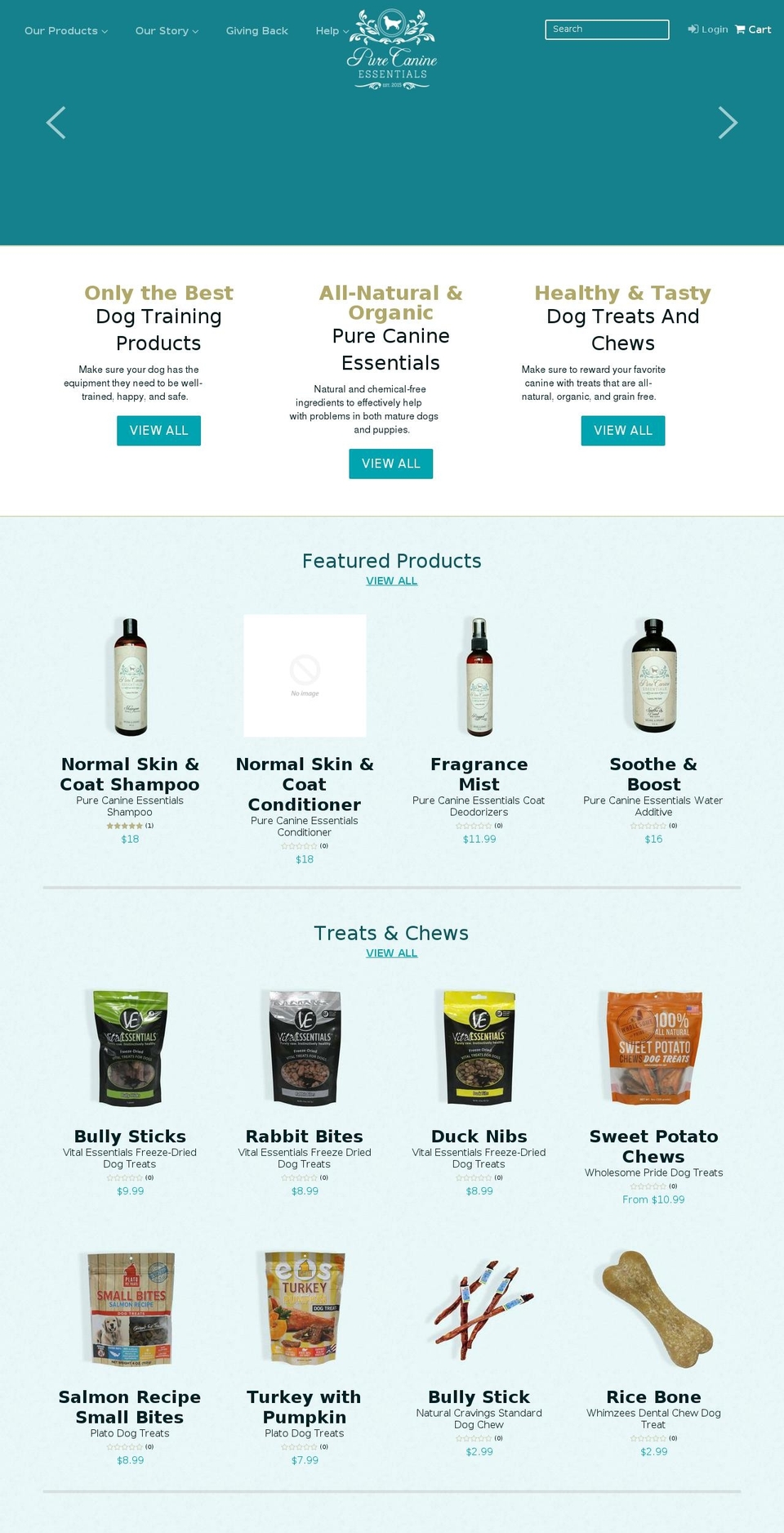 PCE Venture Custom - Live Shopify theme site example puredogessentials.com