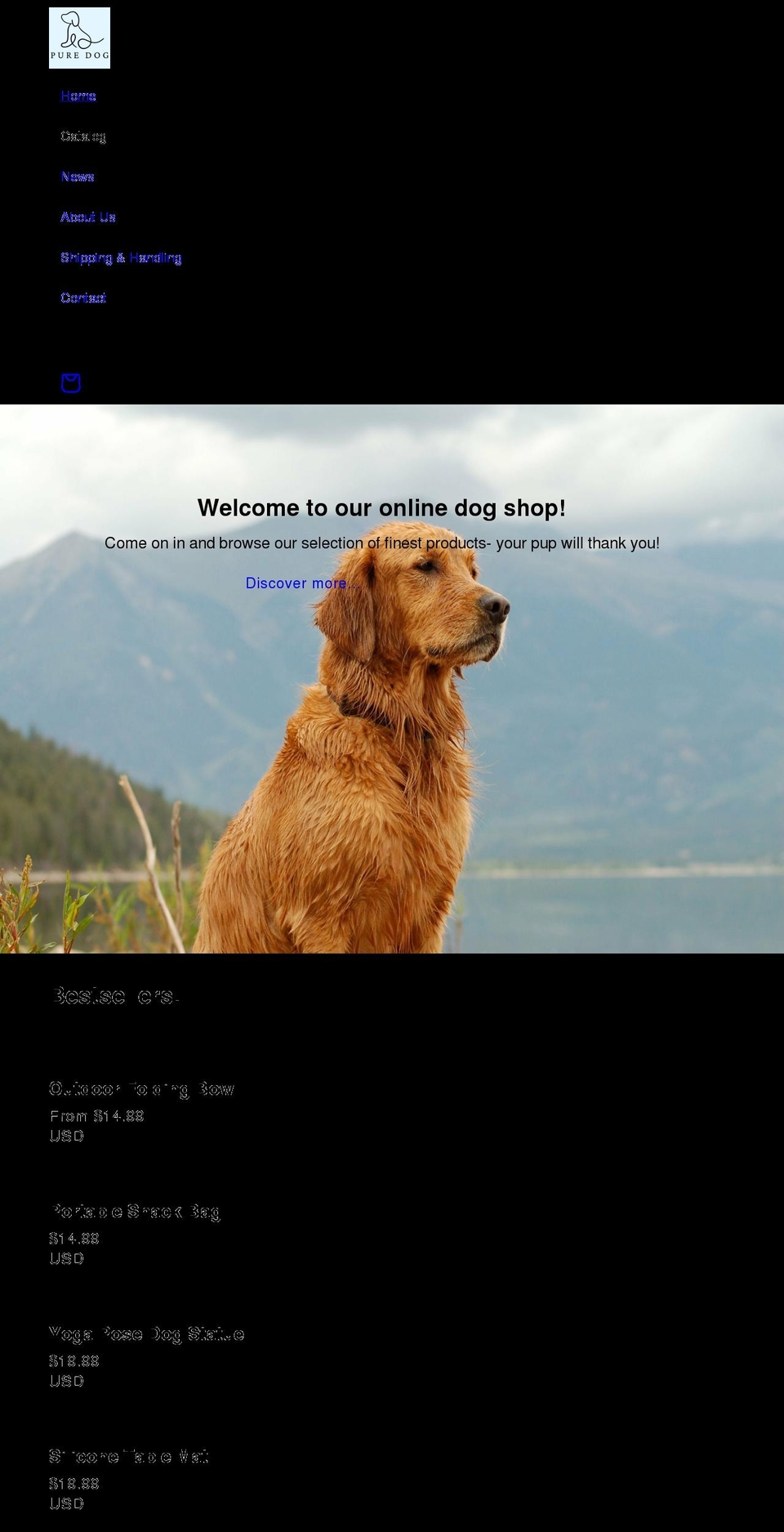 puredogstore.com shopify website screenshot