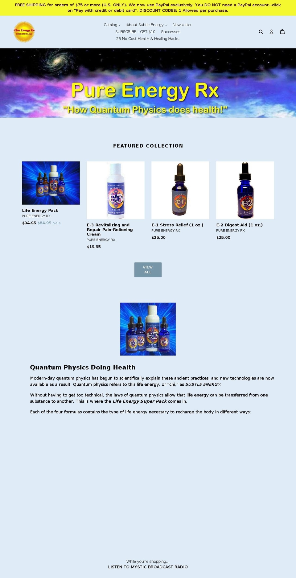 pureenergyrx.org shopify website screenshot