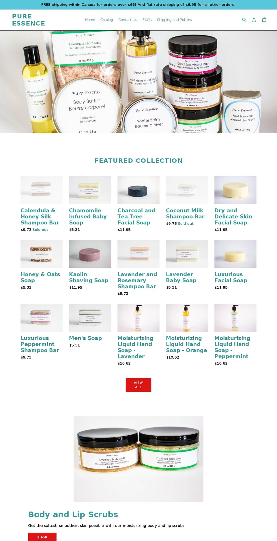 pureessencecanada.com — Shopify storefront screenshot
