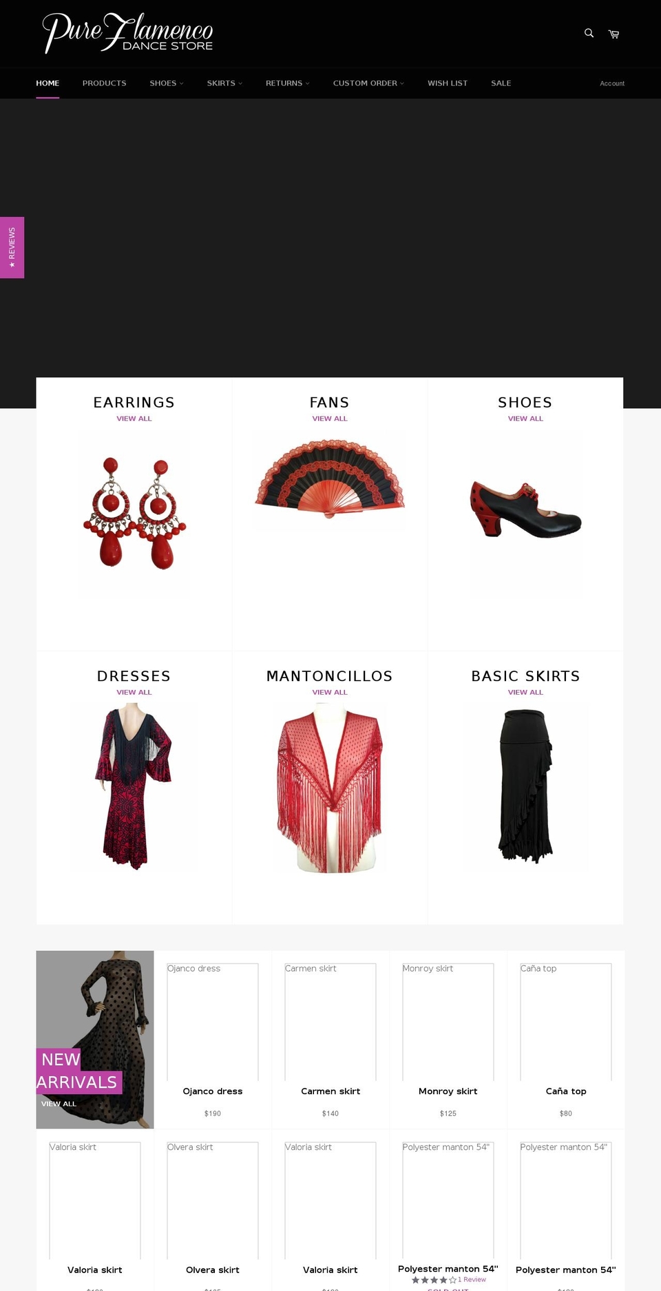 pureflamencostore.com shopify website screenshot